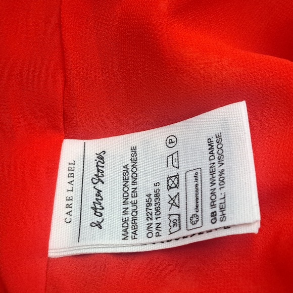 And Other Stories Red Floral Bow Smocked Women's Dress Size 4 NWOT - Picture 7 of 8